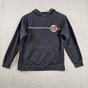 Santa‎ Cruz Sweatshirt Women's Large Faded Black Hoodie Double Sided Pink Logo